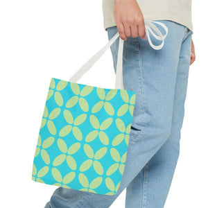 Abstract Blue Green Pattern Tote – Durable Polyester - Dipaliz - Handbags
