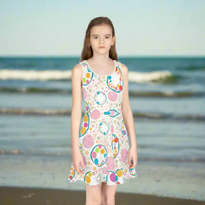 Girls Sleeveless Sundress Abstract Circles Summer Style - Dipaliz - Dresses