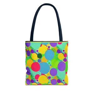 Colorful Circles Tote Bag - Stylish All-over Print Design - Dipaliz - 13’’ × / Navy - Bags