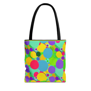 Colorful Circles Tote Bag - Stylish All-over Print Design - Dipaliz - 13’’ × / Black - Bags