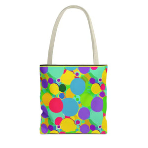 Colorful Circles Tote Bag - Stylish All-over Print Design - Dipaliz - 13’’ × / Beige - Bags