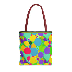 Colorful Circles Tote Bag - Stylish All-over Print Design - Dipaliz - 16’’ × / Red - Bags