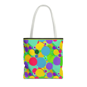 Colorful Circles Tote Bag - Stylish All-over Print Design - Dipaliz - 16’’ × / White - Bags