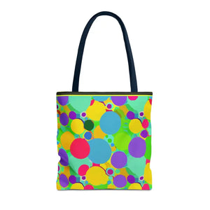 Colorful Circles Tote Bag - Stylish All-over Print Design - Dipaliz - 16’’ × / Navy - Bags
