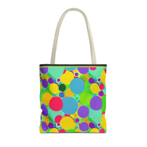 Colorful Circles Tote Bag - Stylish All-over Print Design - Dipaliz - 16’’ × / Beige - Bags