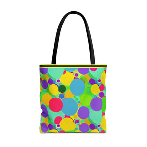 Colorful Circles Tote Bag - Stylish All-over Print Design - Dipaliz - 18’’ × / Black - Bags