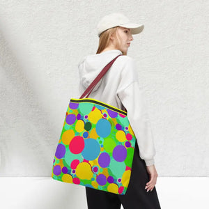 Colorful Circles Tote Bag - Stylish All-over Print Design - Dipaliz - 18’’ × / Red - Bags