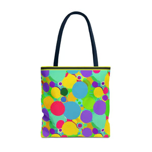 Colorful Circles Tote Bag - Stylish All-over Print Design - Dipaliz - 18’’ × / Navy - Bags
