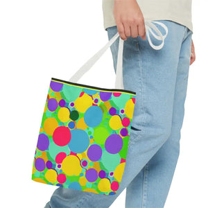 Colorful Circles Tote Bag - Stylish All-over Print Design - Dipaliz - Bags
