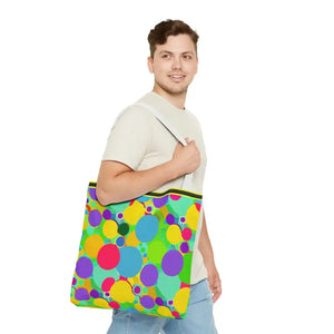 Colorful Circles Tote Bag - Stylish All-over Print Design - Dipaliz - Bags