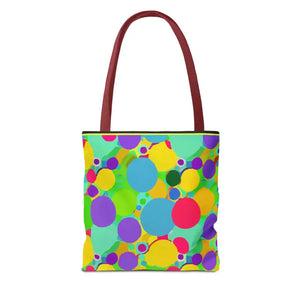 Colorful Circles Tote Bag - Stylish All-over Print Design - Dipaliz - Bags