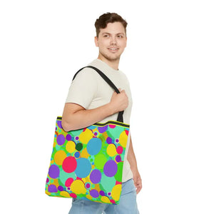 Colorful Circles Tote Bag - Stylish All-over Print Design - Dipaliz - Bags