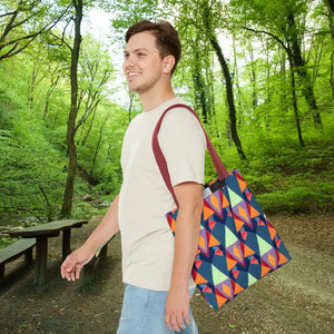 Abstract Colorful Triangles Print Tote Bag - Vibrant Style - Dipaliz - 16’’ × / Red - Bags