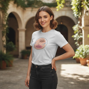 DipaliZ Abstract Face T-shirt Soft Cotton Tee S-xxl