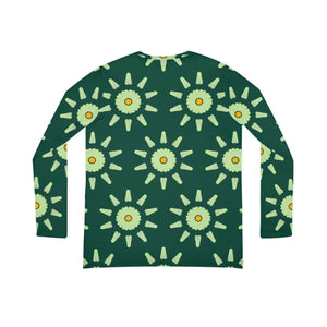 Green Long Sleeve v Neck - Abstract Floral Pattern - Dipaliz - T-shirts
