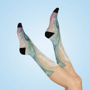 Dipaliz Abstract Floral Swirl Crew Socks Cushioned Knit