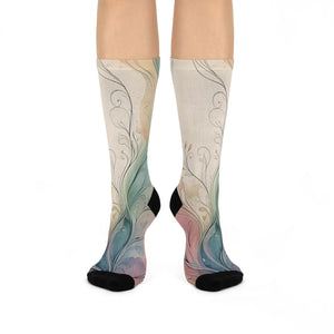Dipaliz Abstract Floral Swirl Crew Socks Cushioned Knit