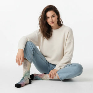 Dipaliz Abstract Floral Swirl Crew Socks Cushioned Knit