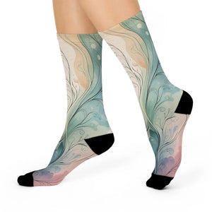 Dipaliz Abstract Floral Swirl Crew Socks Cushioned Knit