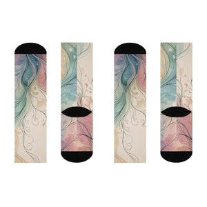 Dipaliz Abstract Floral Swirl Crew Socks Cushioned Knit
