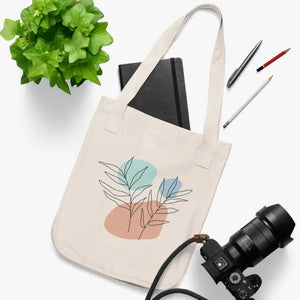Organic Canvas Tote Bag Abstract Foliage Art Eco Style - Dipaliz - one Size / Natural - Bags