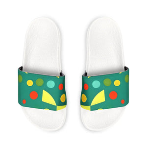 Abstract Green Men’s Pu Slide Sandals - Summer - Dipaliz