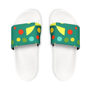 Abstract Green Men’s Pu Slide Sandals - Summer - Dipaliz