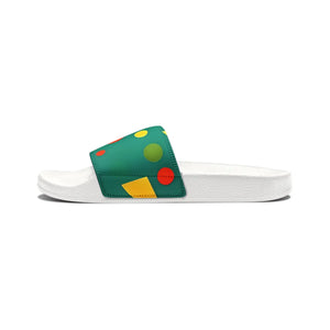Abstract Green Men’s Pu Slide Sandals - Summer - Dipaliz