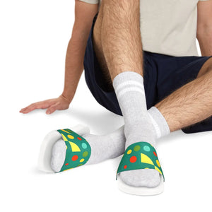 Abstract Green Men’s Pu Slide Sandals - Summer - Dipaliz