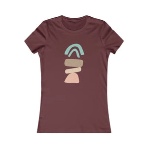 Women’s Favorite Tee Abstract Landscape Print Comfort Top - Dipaliz - Maroon / s - T-shirts