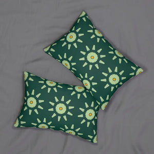 Spun Polyester Lumbar Pillow - Green Abstract Design - Dipaliz - 20’’ × 14’’ - Pillows