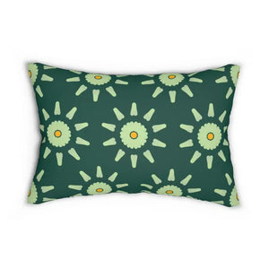 Spun Polyester Lumbar Pillow - Green Abstract Design - Dipaliz - 20’’ × 14’’ - Pillows
