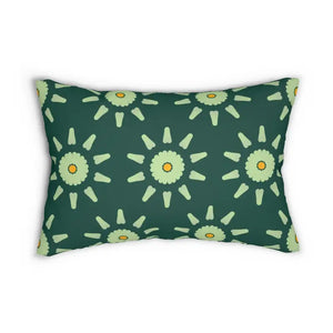 Spun Polyester Lumbar Pillow - Green Abstract Design - Dipaliz - 20’’ × 14’’ - Pillows