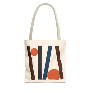 Abstract Lines Print Tote Bag Modern Style Dipaliz - 13’’ × / Beige - Handbags