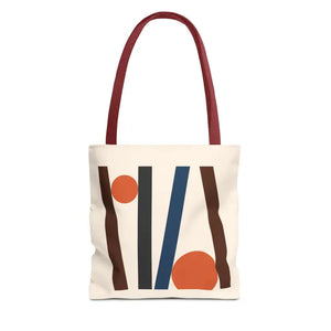 Abstract Lines Print Tote Bag Modern Style Dipaliz - 13’’ × / Red - Handbags