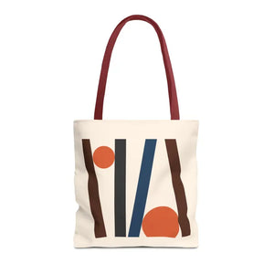 Abstract Lines Print Tote Bag Modern Style Dipaliz - 16’’ × / Red - Handbags