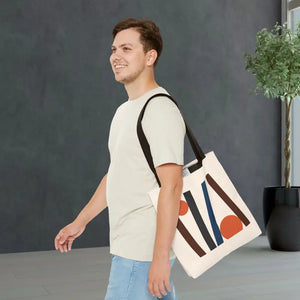 Abstract Lines Print Tote Bag - Modern Circle Design - Dipaliz - 16’’ × / Black - Handbags