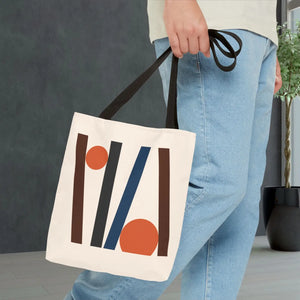 Modern Abstract Lines Print Tote Bag - Polyester - Dipaliz - Handbags