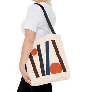 Modern Abstract Lines Print Tote Bag - Polyester - Dipaliz - Handbags