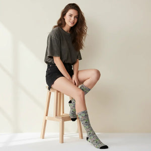 Dipaliz Abstract Neon Skull Crew Socks Sublimation Print