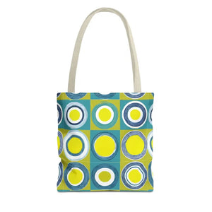 Print Tote Bag - Abstract Green Circles Pattern - Dipaliz - 13’’ × / Beige - Bags