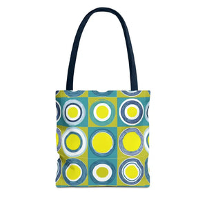 Print Tote Bag - Abstract Green Circles Pattern - Dipaliz - 13’’ × / Navy - Bags
