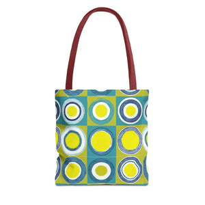 Print Tote Bag - Abstract Green Circles Pattern - Dipaliz - 13’’ × / Red - Bags