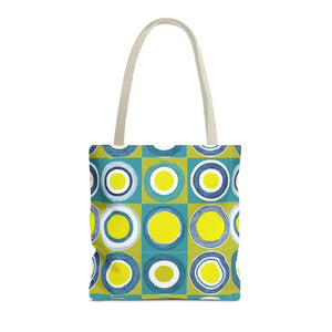 Print Tote Bag - Abstract Green Circles Pattern - Dipaliz - 16’’ × / Beige - Bags