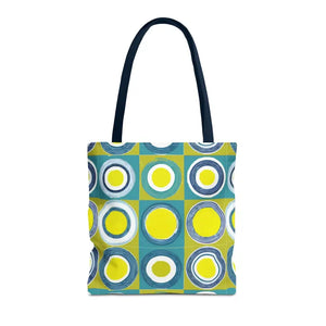 Print Tote Bag - Abstract Green Circles Pattern - Dipaliz - 16’’ × / Navy - Bags