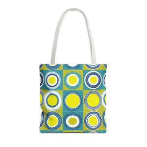 Print Tote Bag - Abstract Green Circles Pattern - Dipaliz - 16’’ × / White - Bags