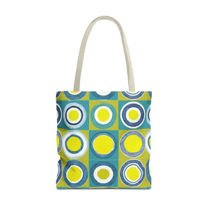 Print Tote Bag - Abstract Green Circles Pattern - Dipaliz - 18’’ × / Beige - Bags