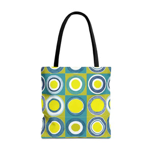 Print Tote Bag - Abstract Green Circles Pattern - Dipaliz - 18’’ × / Black - Bags