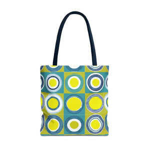 Print Tote Bag - Abstract Green Circles Pattern - Dipaliz - 18’’ × / Navy - Bags