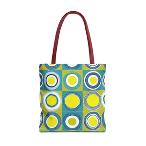 Print Tote Bag - Abstract Green Circles Pattern - Dipaliz - 18’’ × / Red - Bags